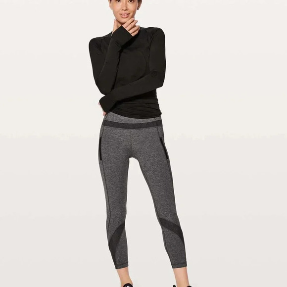 Lululemon Inspire Tight Women’s Size 2 Heathered Black 2 Sweat Wicking Leggings - Picture 1 of 12